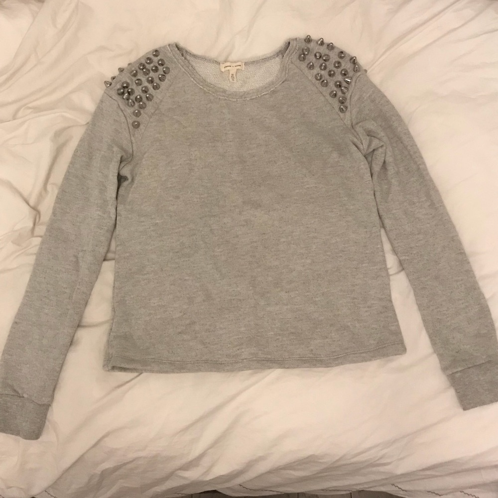 Silence + Noise Heather Grey Studded Sweater